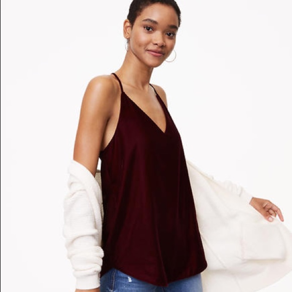 Maroon velvet racer back tank